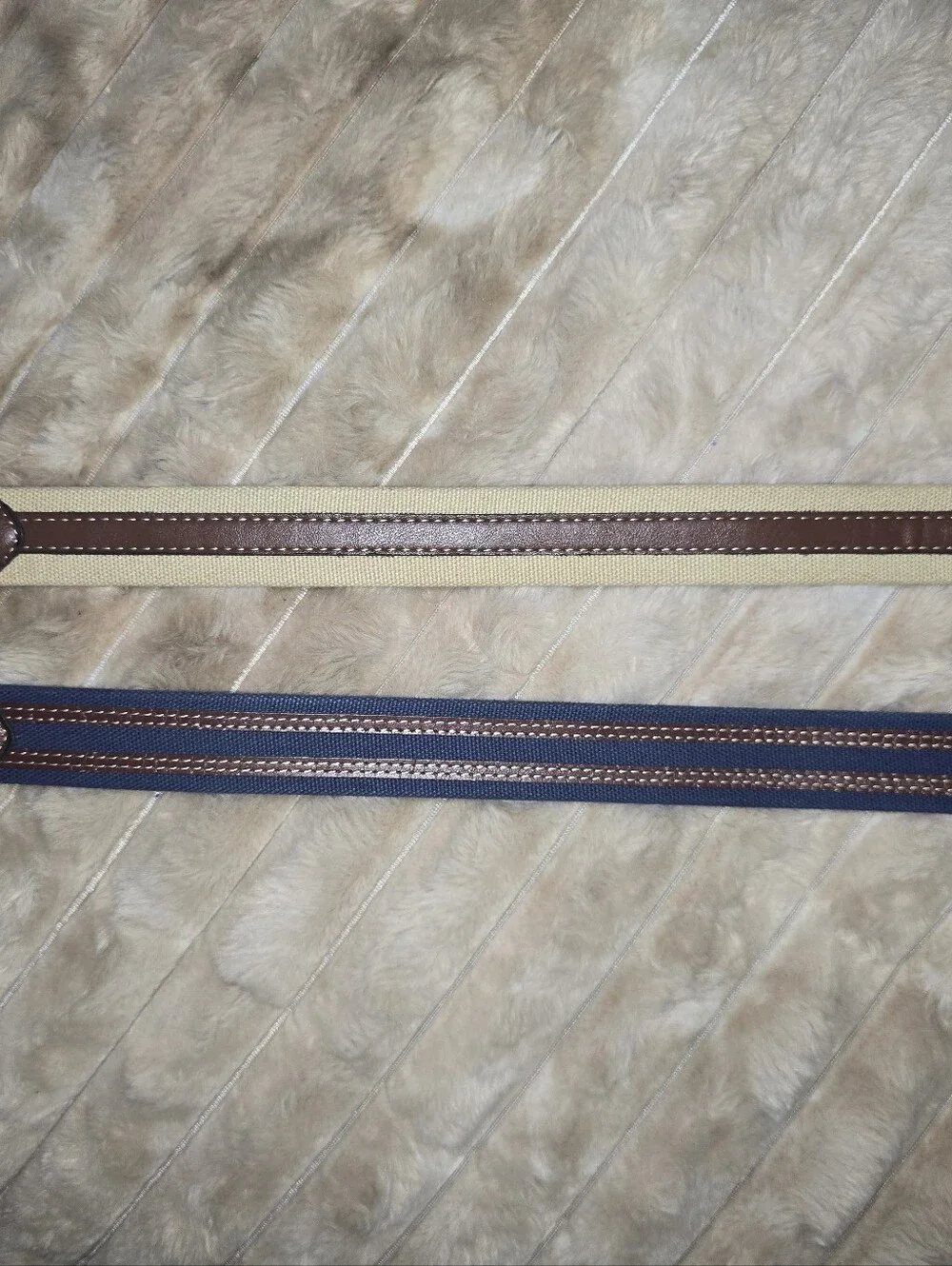 IZOD Boys Canvas Web Belts Lot 2 Size Small 22-24 Navy Khaki Brown Leather
